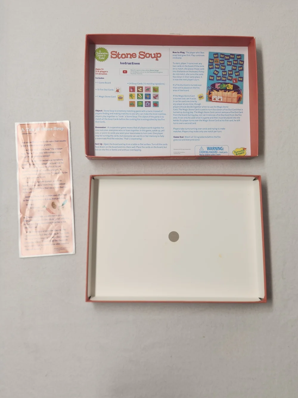 Peaceable Kingdom Stone Soup Board Game Kids Cooperative Memory Matching Game